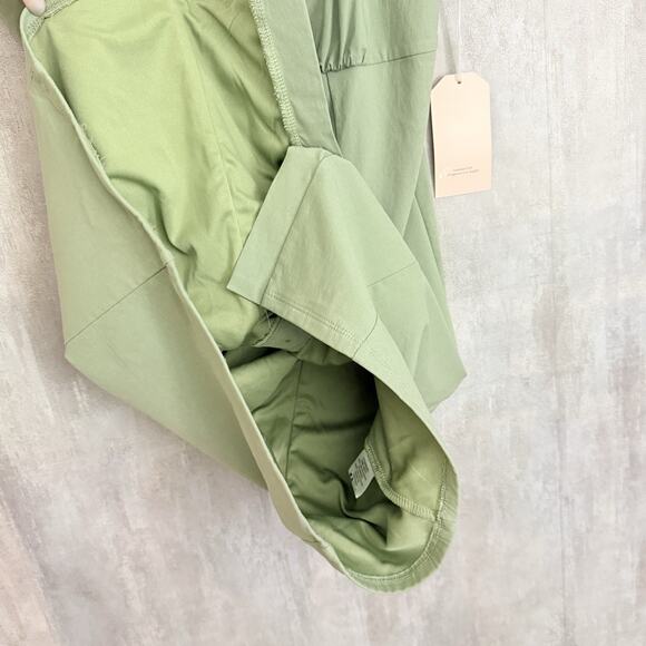 Blashe Dress Large Stretch Sage Green Mini Puff Sleeve Button Up Sweetheart Line - Picture 11 of 16